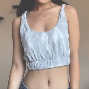 Zara Tie-Dyed Knit Cropped Tank Top - Light Gray - Size Large - EUC